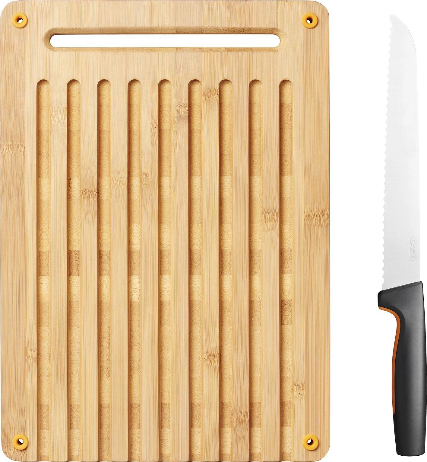 Fiskars Functional Form bambukinės lentelės duonai ir duonos peilio komplektas 1057551