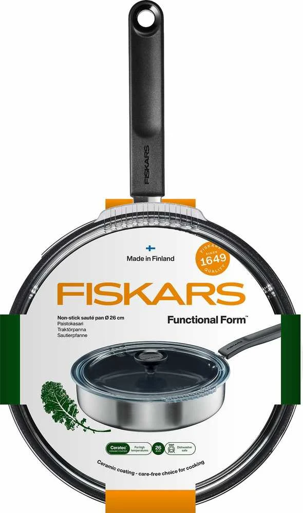 Fiskars FF keptuvė su dangčiu 26cm keramine danga