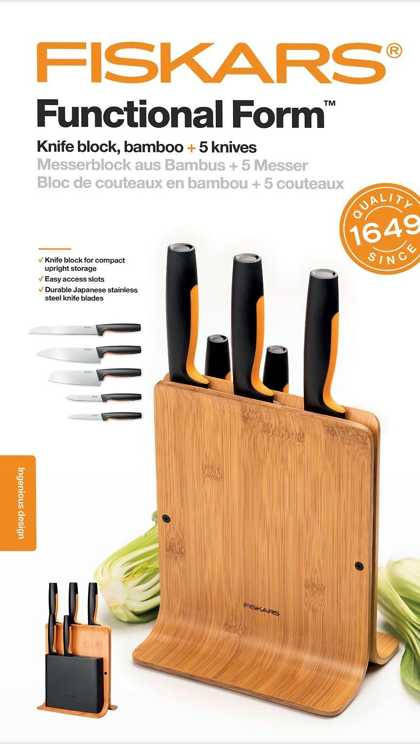 Fiskars "Functional Form" 5 peilių rinkinys su stovu