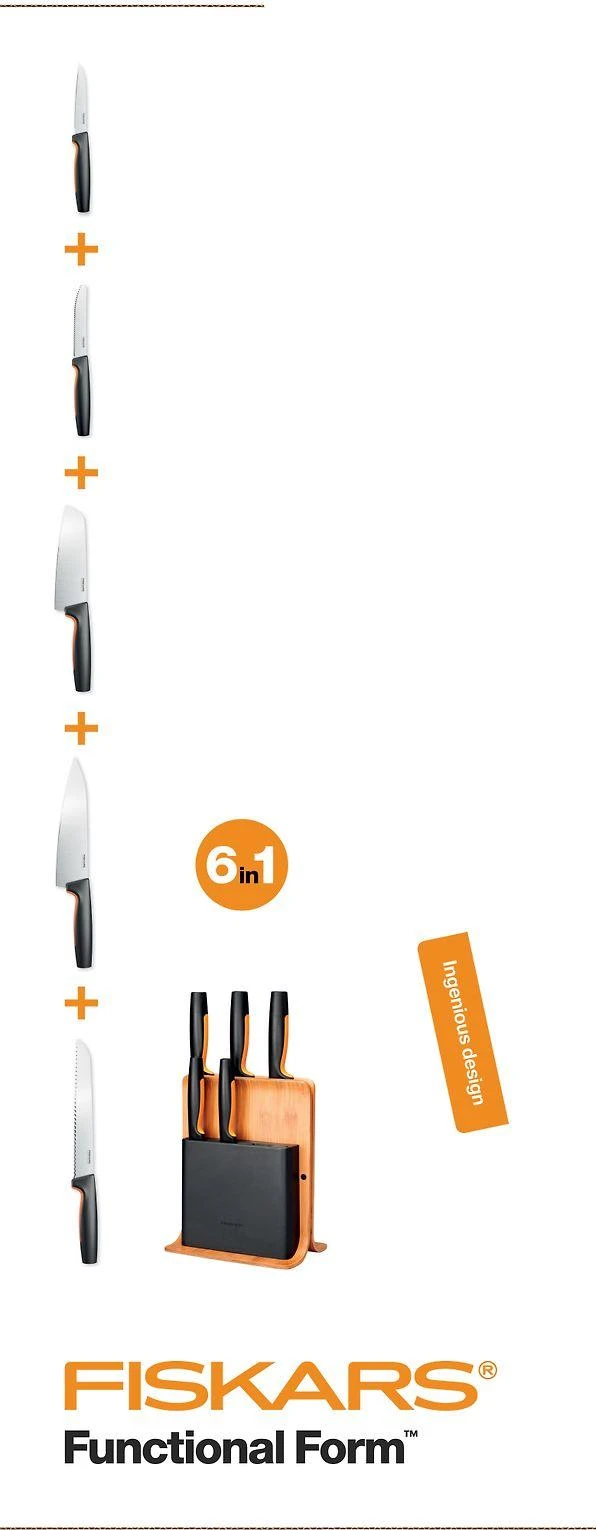 Fiskars "Functional Form" 5 peilių rinkinys su stovu