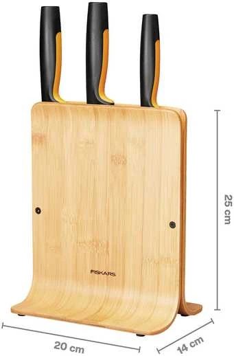 Fiskars Functional Form bambukinis peilių dėklas 3 peiliams, 1057553