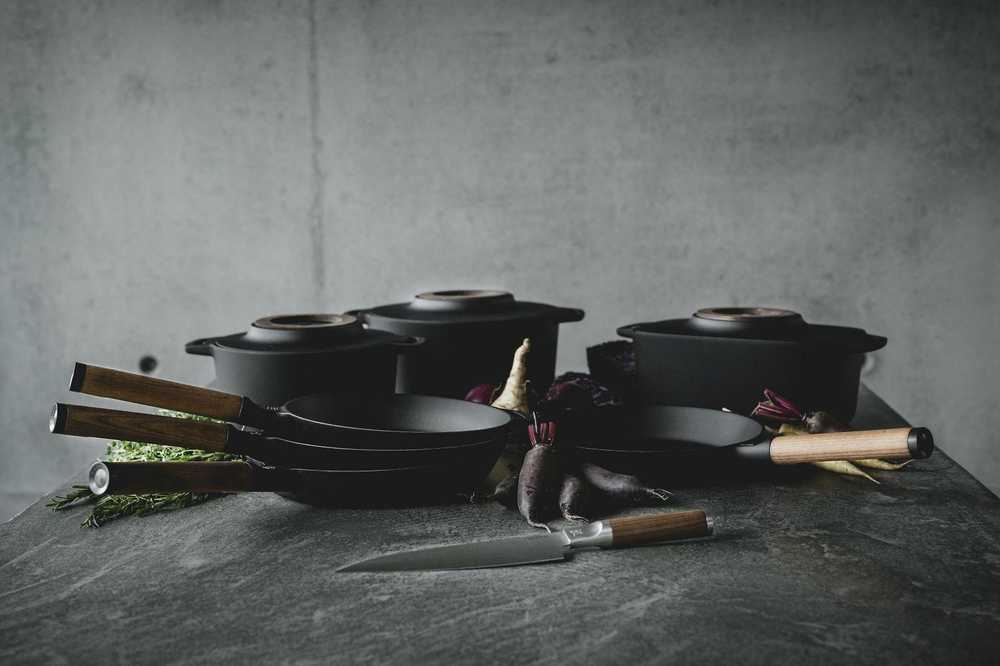 Fiskars Pan Norden Frying, Diameter 24 cm, Removable handle, Juodas