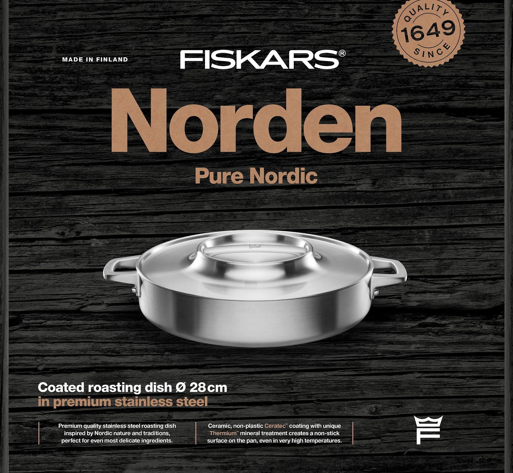 Fiskars Norden steel troškinimo indas 28cm