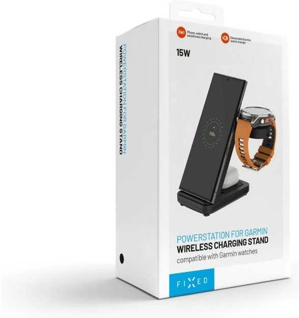 Fixed Įkroviklis indukcinė 3w1 Fixed Powerstation for Garmin, Qi, 18W, juoda
