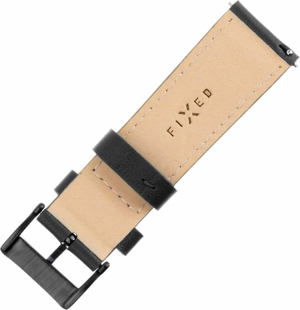 Fixed | Leather Strap with Quick Release 22mm for Išmanusis laikrodis | Juodas