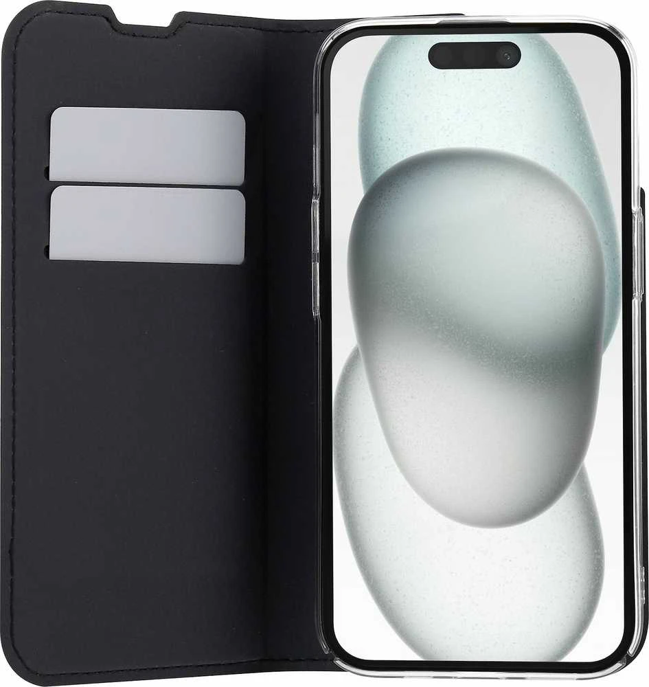 Dėklas FoneKit BookCase -suojakotelo, iPhone 15, musta
