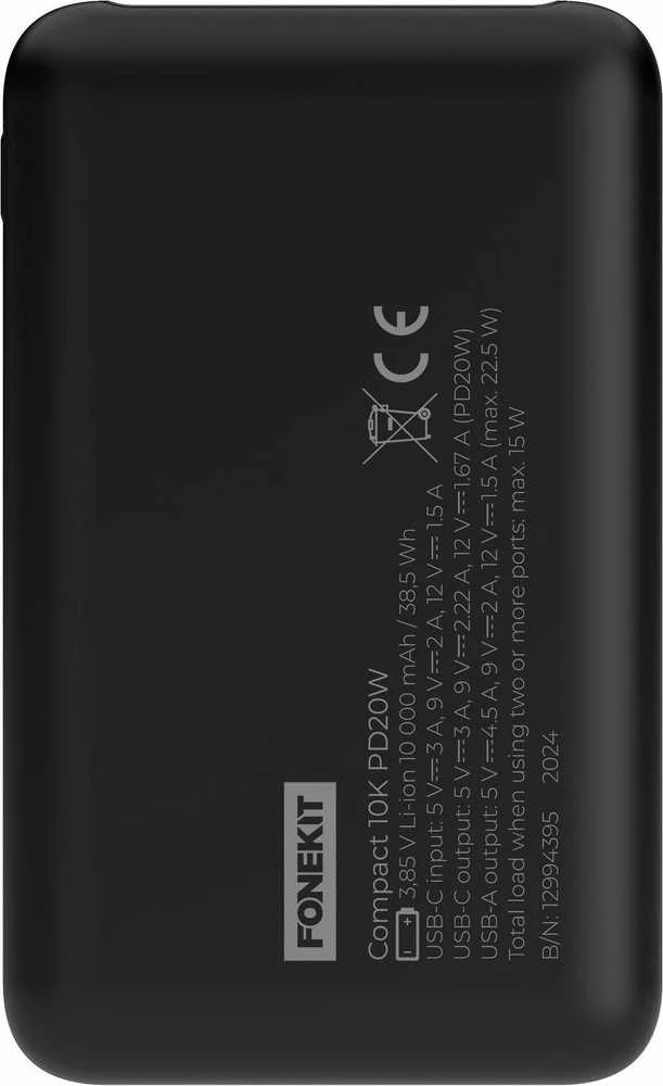 FoneKit Compact 10K PD20W - srovės šaltinis, 10 000 mAh