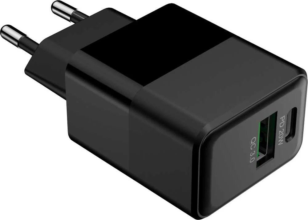 FoneKit Double 20 W pikalaturi, USB-C + USB-A, musta