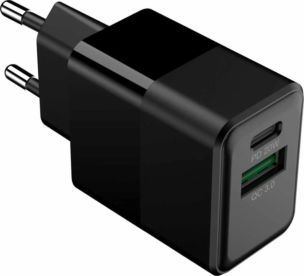 FoneKit Double 20 W pikalaturi, USB-C + USB-A, musta