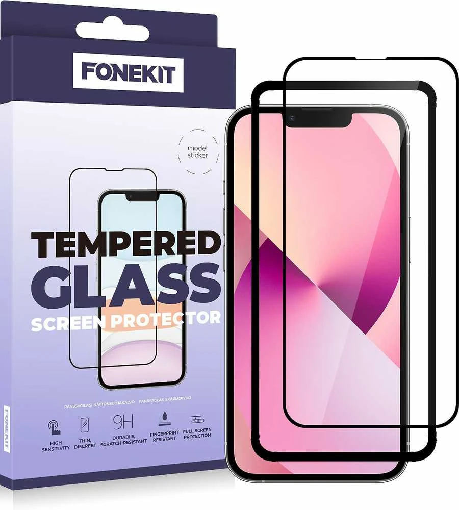 FoneKit Full Cover -panssarilasi, iPhone 13 mini, musta