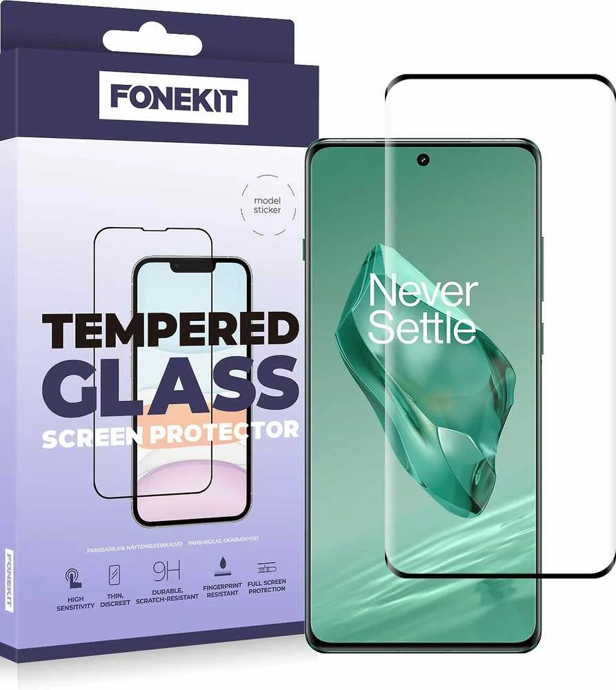 FoneKit Full Cover -panssarilasi, OnePlus 12, musta