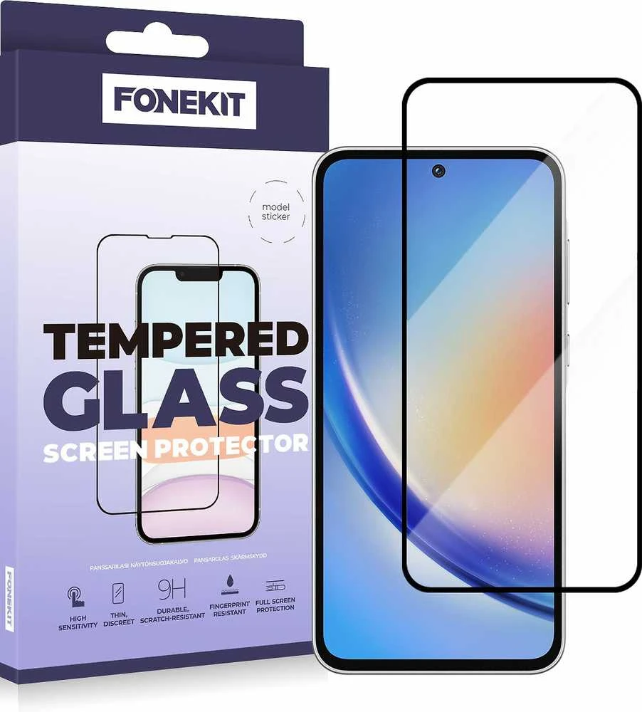 „FoneKit“ grūdintas stiklas, „Samsung Galaxy A35 / A55“, juodas