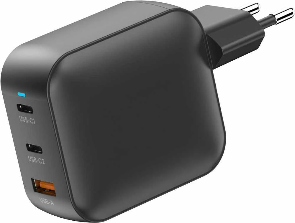 FoneKit GaN PD 100 W pikalaturi, 2 × USB-C + USB-A, musta