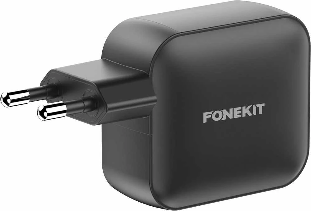FoneKit 100W GaN įkroviklis, juodas kompaktiškas korpusas