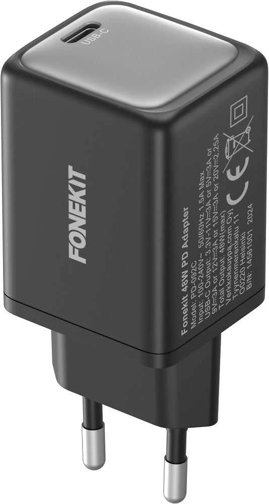 FoneKit GaN PD 45 W pikalaturi, USB-C, musta