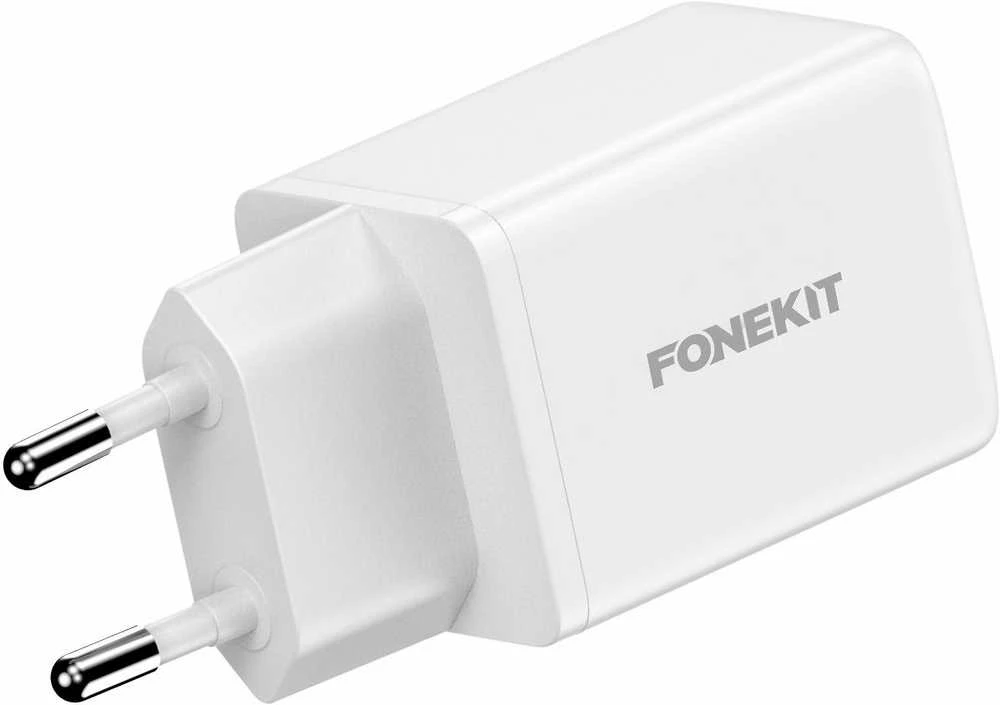 FoneKit GaN PD 48 W pikalaturi, 2 × USB-C, valkoinen
