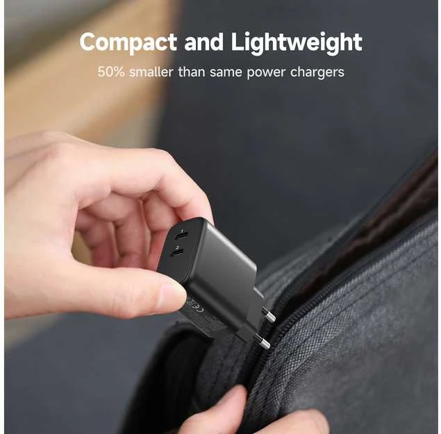 FoneKit GaN PD 65 W pikalaturi, 2 × USB-C, musta