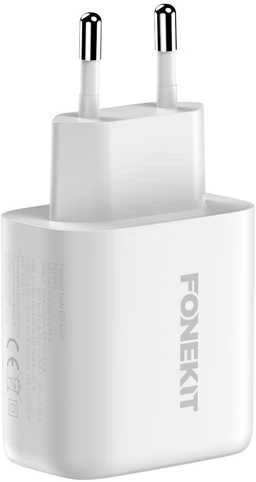 FoneKit GaN PD 65 W pikalaturi, 2 × USB-C, valkoinen