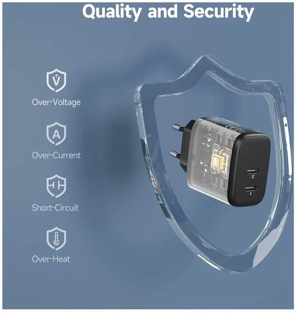 FoneKit GaN PD 65 W pikalaturi, 2 × USB-C, musta