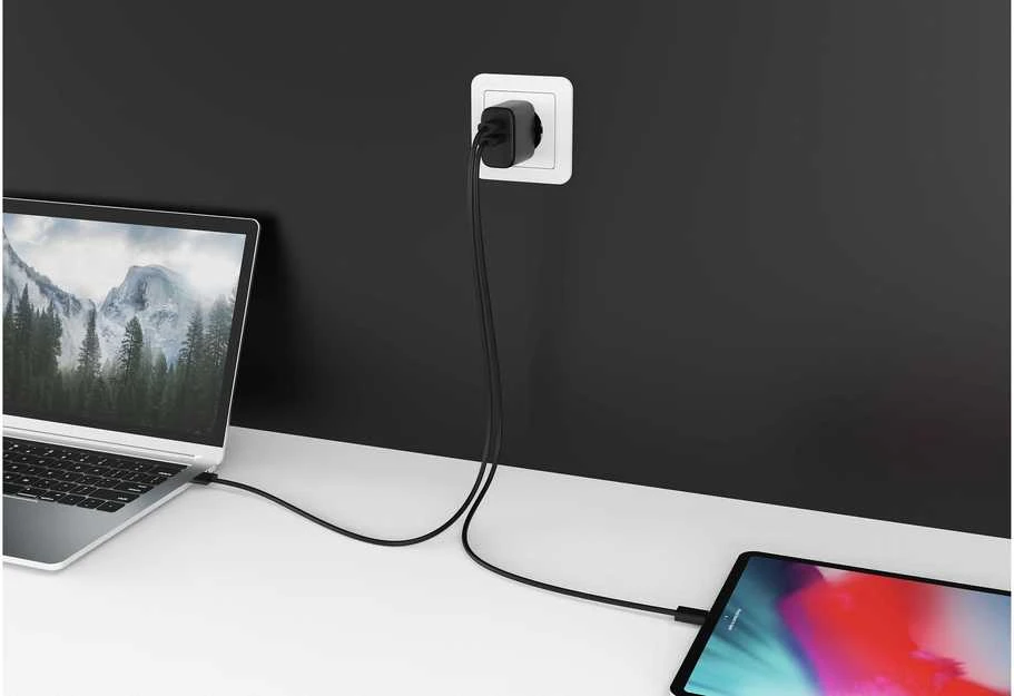 FoneKit GaN PD 65 W pikalaturi, 2 × USB-C, musta
