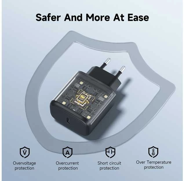 FoneKit GaN PD 65 W pikalaturi, USB-C, musta