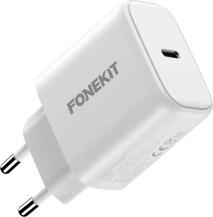 FoneKit GaN PD 65 W pikalaturi, USB-C, valkoinen