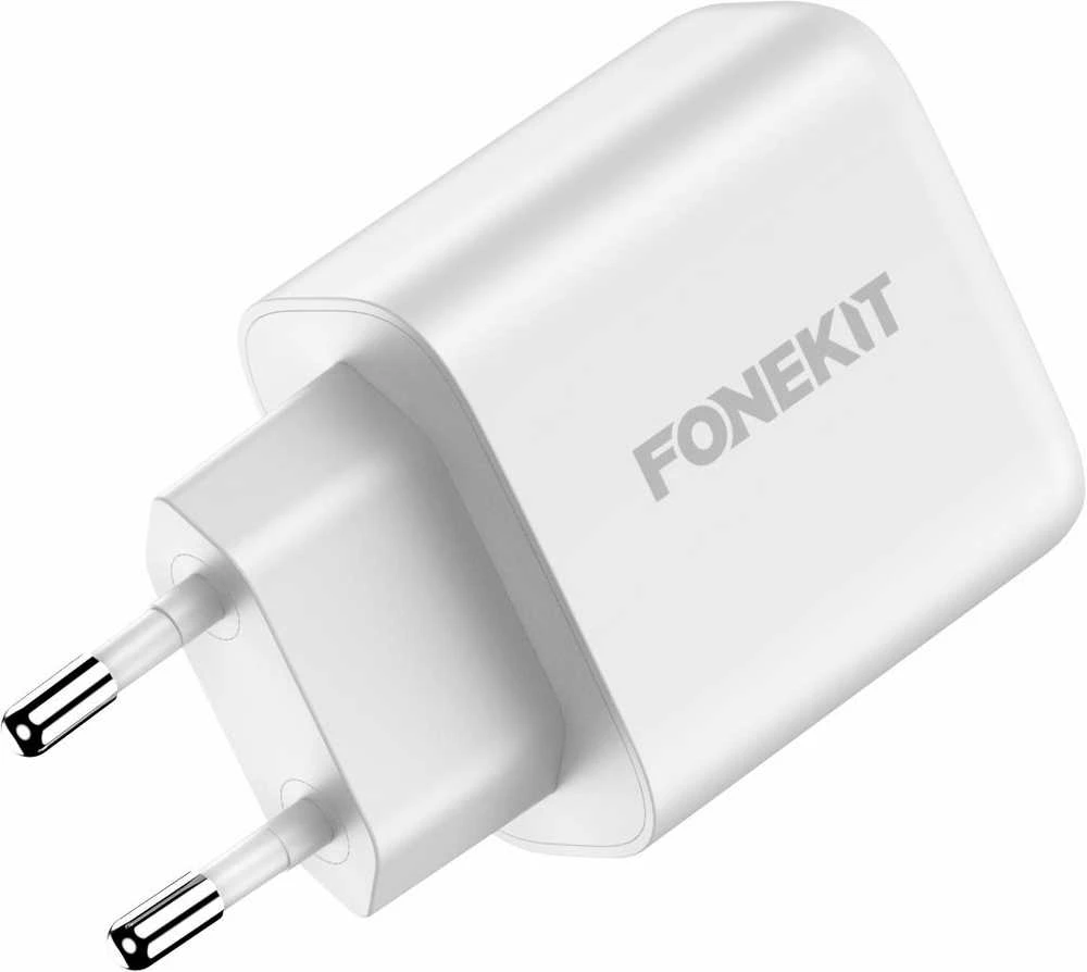 FoneKit GaN PD 65 W pikalaturi, 2 × USB-C, valkoinen