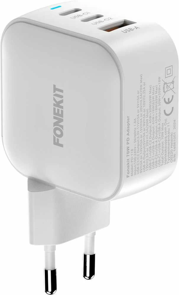 FoneKit 70W įkroviklis su trimis USB jungtimis