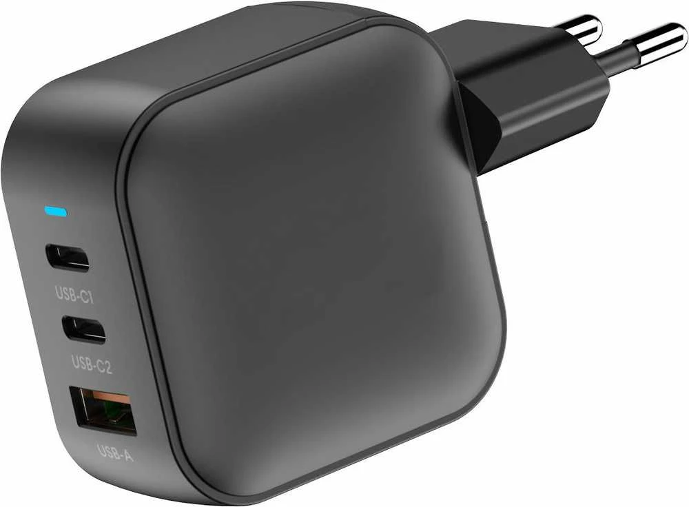 FoneKit GaN PD 70 W pikalaturi, 2 × USB-C + USB-A, musta