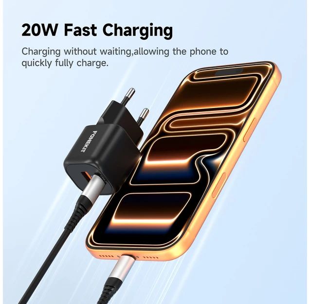 FoneKit Mini 20 W pikalaturi, USB-C + USB-A, musta
