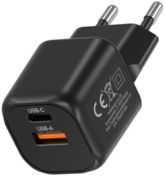FoneKit Mini 20 W pikalaturi, USB-C + USB-A, musta
