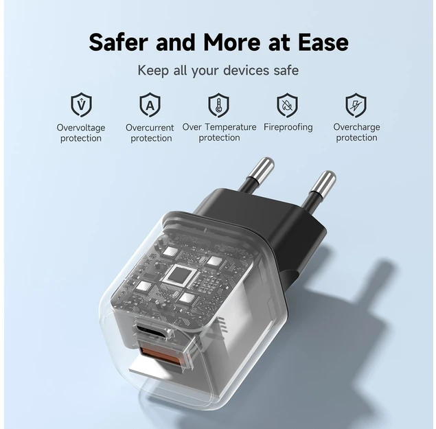 FoneKit Mini 20 W pikalaturi, USB-C + USB-A, musta