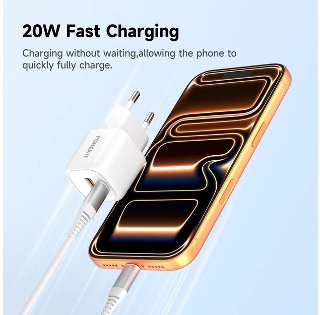 FoneKit Mini 20 W pikalaturi, USB-C + USB-A, valkoinen