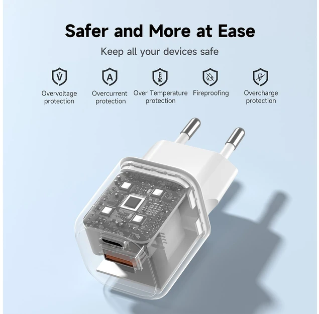 FoneKit Mini 20 W pikalaturi, USB-C + USB-A, valkoinen