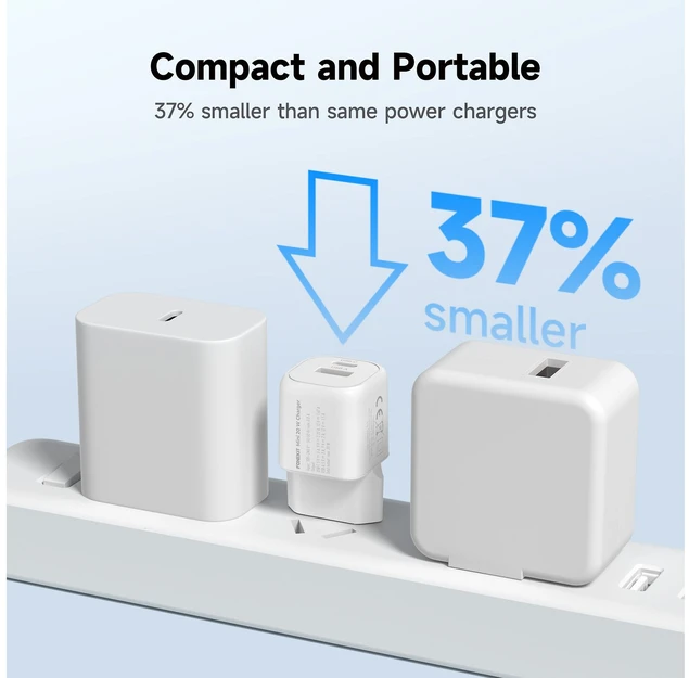 FoneKit Mini 20 W pikalaturi, USB-C + USB-A, valkoinen