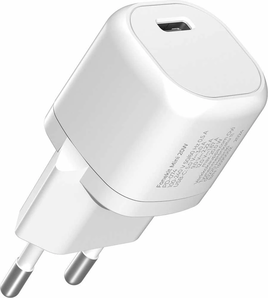 FoneKit Mini 20 W pikalaturi, USB-C, valkoinen