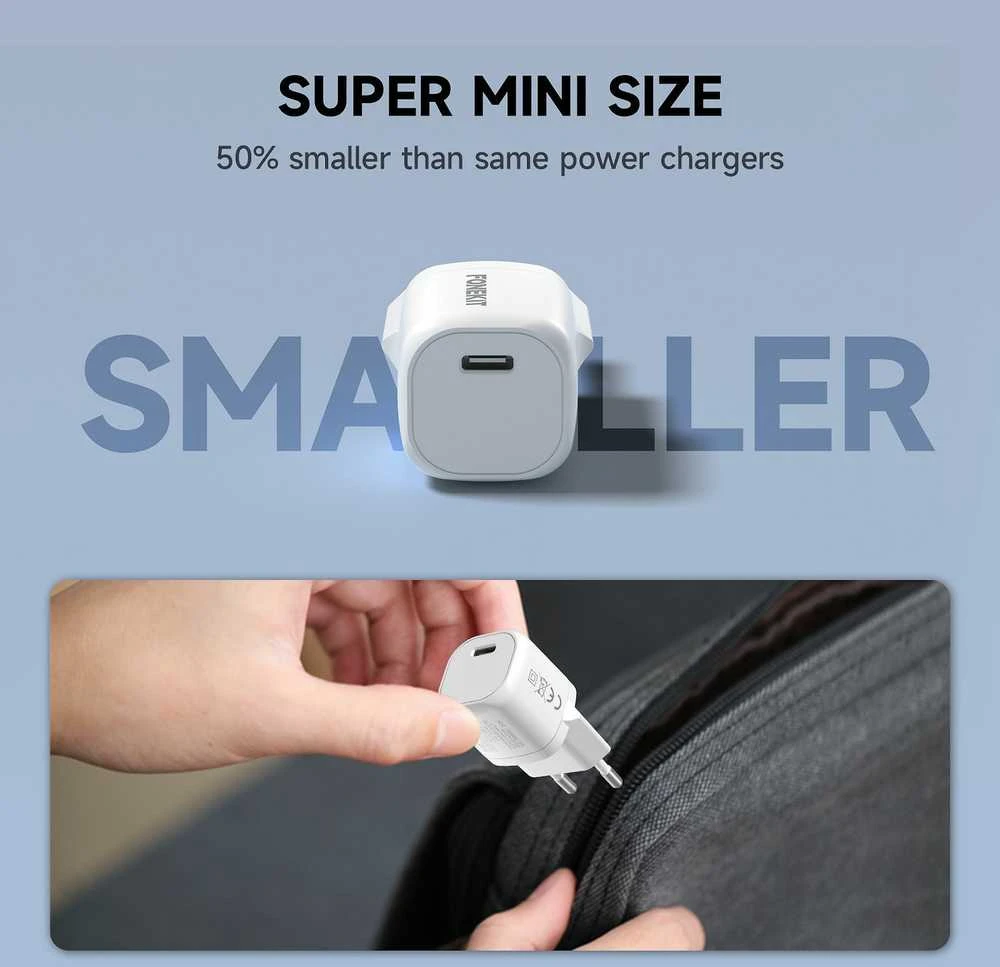 FoneKit Mini 20 W pikalaturi, USB-C, valkoinen