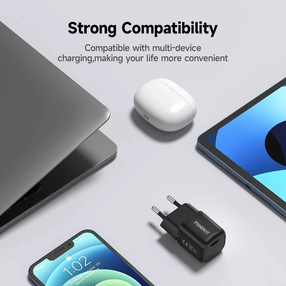 FoneKit Mini 20 W pikalaturi, USB-C, musta