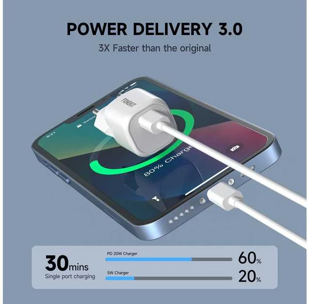 FoneKit Mini 20 W pikalaturi, USB-C, valkoinen