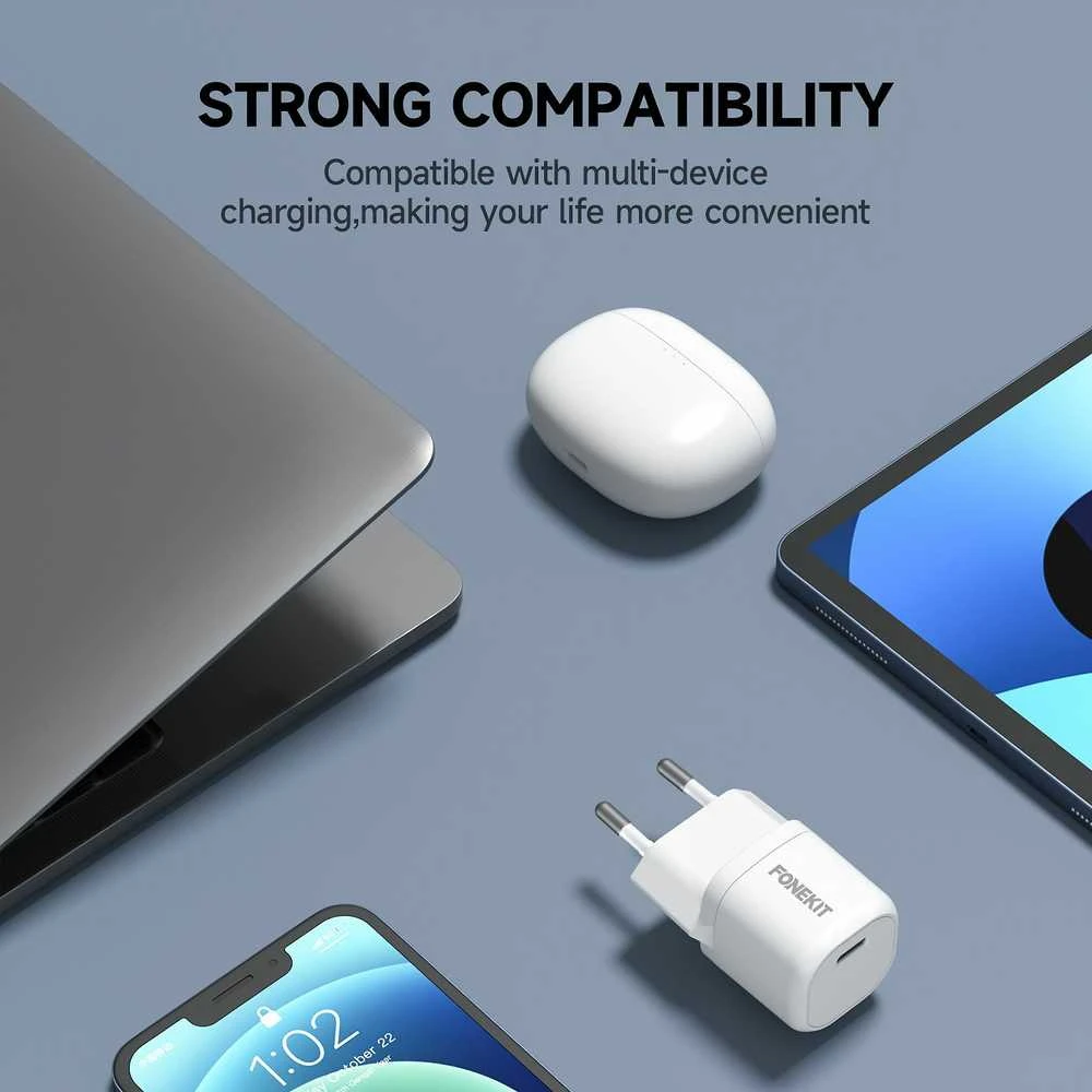 FoneKit Mini 20 W pikalaturi, USB-C, valkoinen