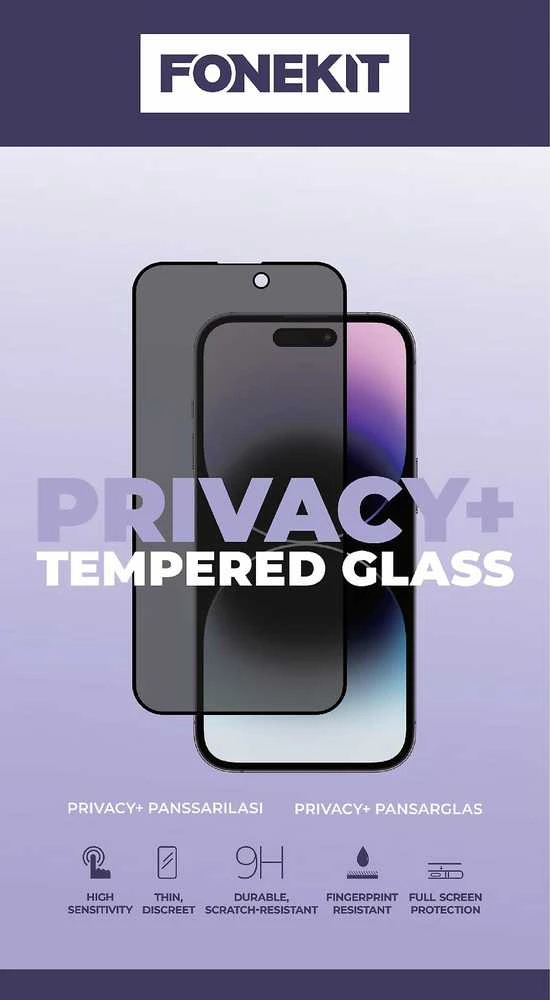 FoneKit Privacy+ viso dangčio grūdintas stiklas, Galaxy S24 FE, juodas