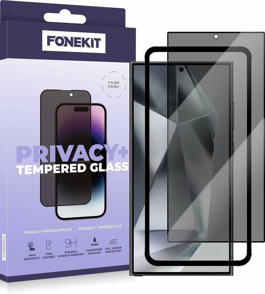 FoneKit Privacy+ viso dangčio grūdintas stiklas, Galaxy S24 Ultra, juodas