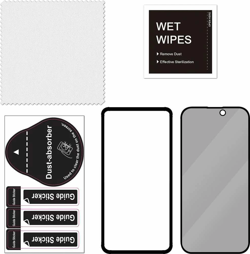 FoneKit Privacy+ Full Cover grūdintas stiklas, iPhone 16 / 15, juodas