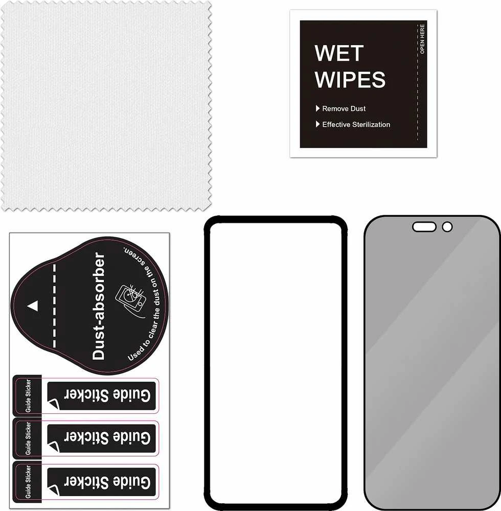 FoneKit Privacy+ viso dangčio grūdintas stiklas, iPhone 16 Pro, juodas