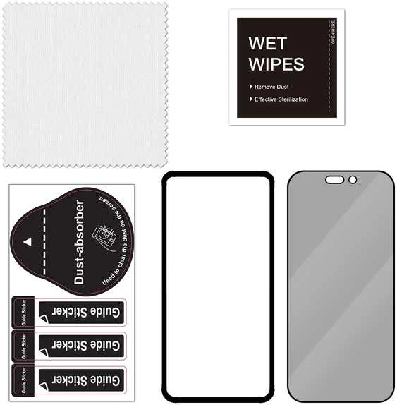 FoneKit Privacy+ viso dangčio grūdintas stiklas, iPhone 16 Pro, juodas