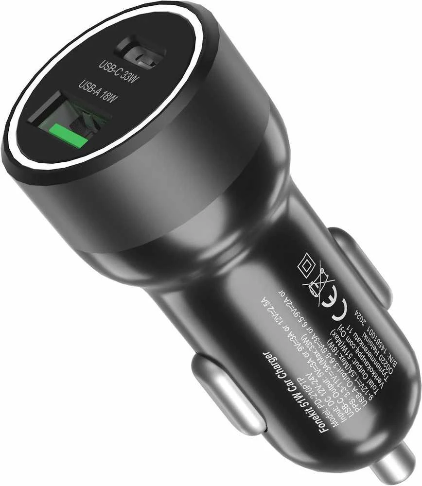 „FoneKit Travel 51W“, USB-C + USB-A – automatiniai įkrovikliai