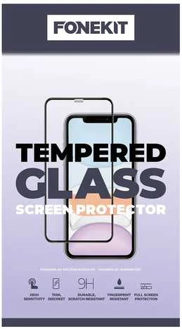 FoneKit viso dangčio grūdintas stiklas, Samsung Galaxy A25, juodas