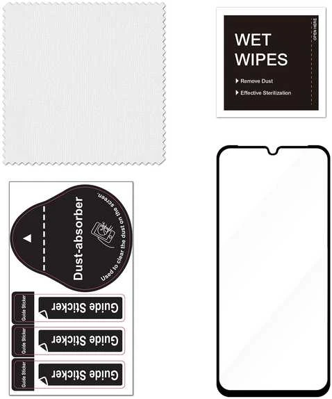 FoneKit viso dangčio grūdintas stiklas, Samsung Galaxy A15, juodas