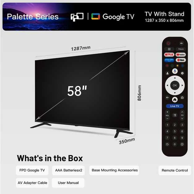 FPD 58 D900 – 4K LED „Google“ televizorius