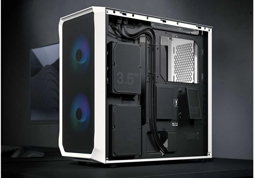 „Fractal Design“ | „Focus 2“ | Šoninis langas | RGB Baltas TG skaidraus atspalvio | Midi bokštas | ATX